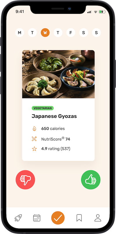 iPhone app
					meal approving plan screen